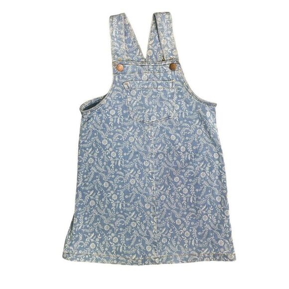 Old Navy Denim Jumper Floral Print Size 5T - Picture 1 of 6